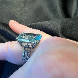 Princess Diana copy cat giant aquamarine ring